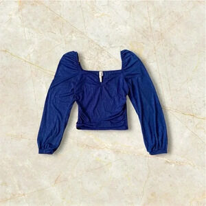 Cute sparkly blue crop top long sleeve